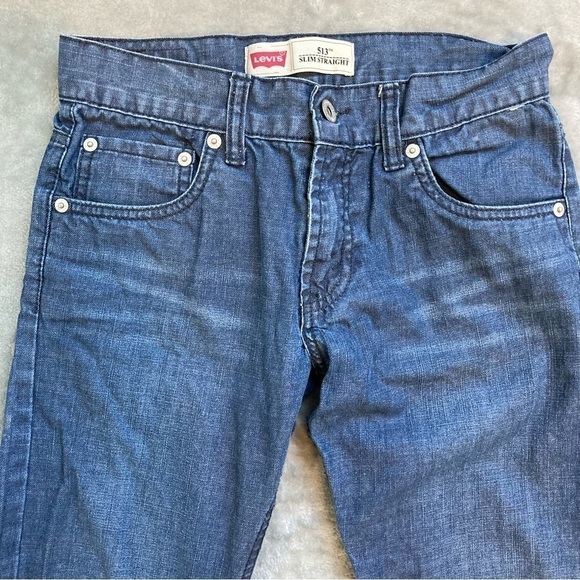 Levi's 513 Slim Straight Stretch Blue Denim Boys Jeans 26x26 Size 12 Regular - Picture 2 of 9